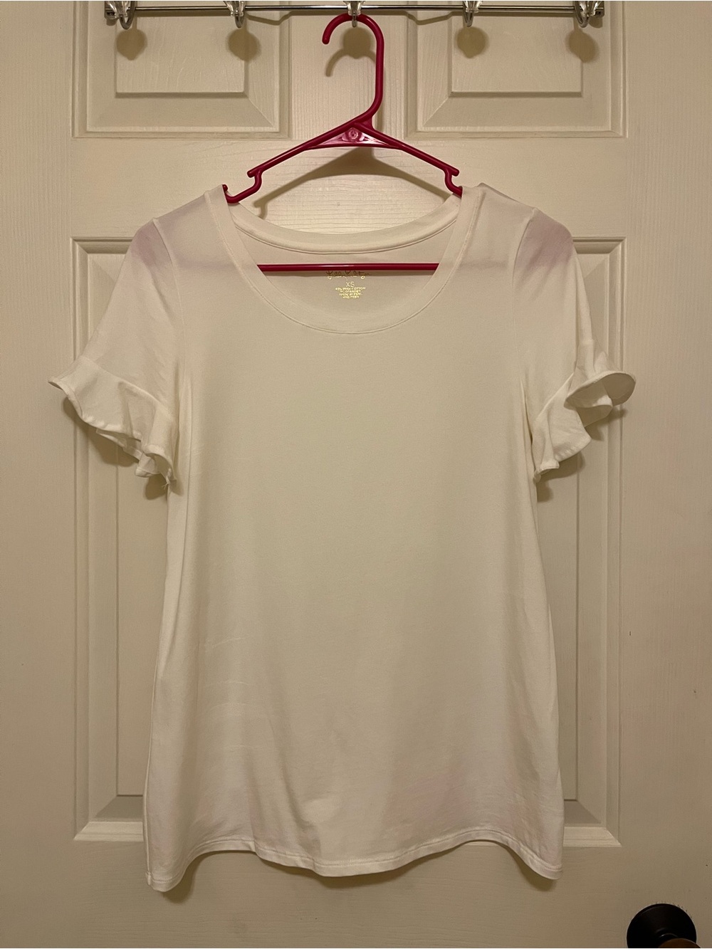 Lilly Pulitzer Cream Short Sleeve Ruffle Tee